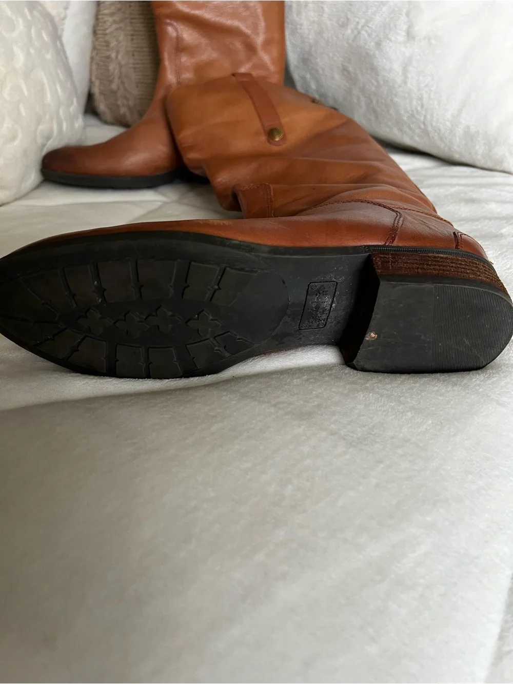 Sam Edelman Tall Leather Riding Boots in Cognac Brown